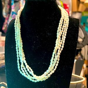 Euc: 14k gold rice pearl 5 layer necklace